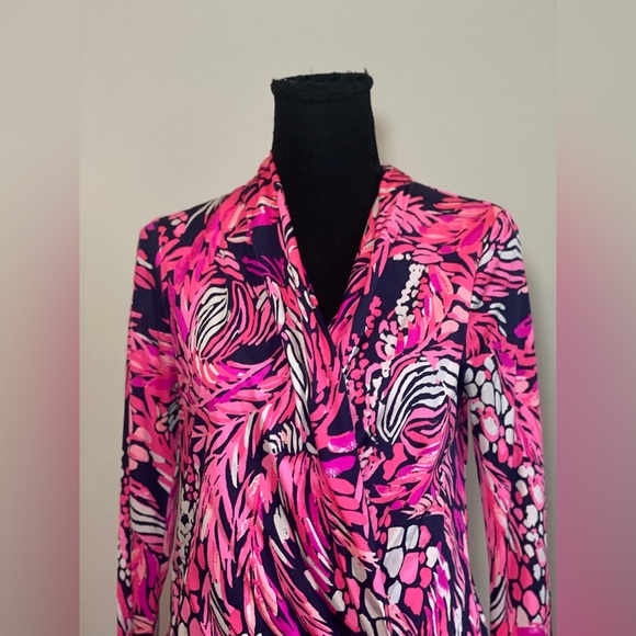 Lilly Pulitzer- Felicia dress Bright‎ Navy and pink with floral prints Size S - Picture 11 of 11